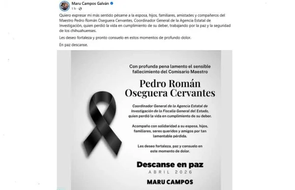 Expresa Maru condolencias por deceso del coordinador general de la AEI